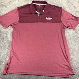 Colosseum Mississippi State Bulldogs Polo Shirt Mens XL Maroon Two Tone Heather